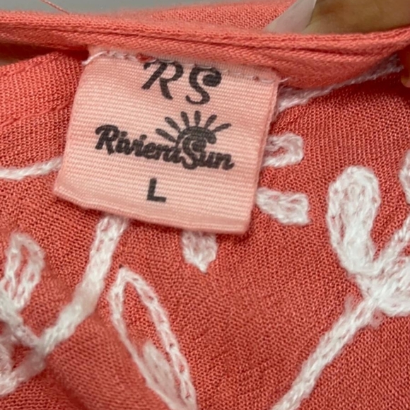 Pink and White Ruffled Tiered Sundress with Bell Sleeves Embroidered. - Picture 2 of 12